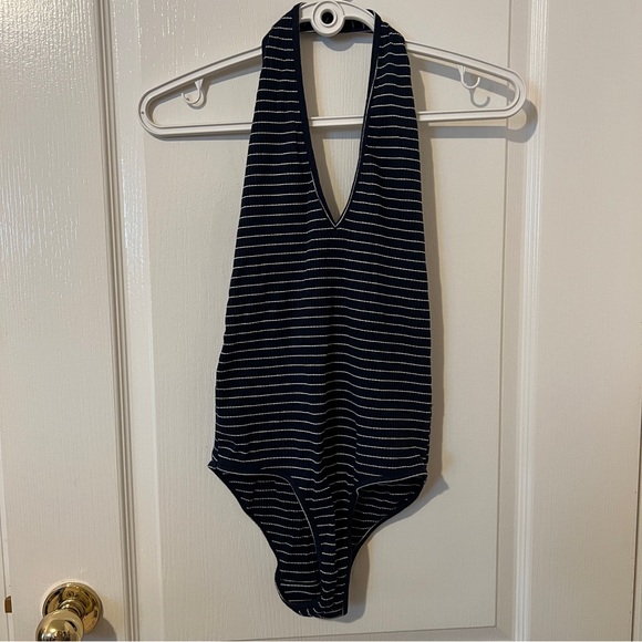 Zara Halter Bodysuit (Navy with stripes) - Picture 1 of 3